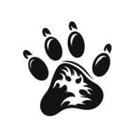 A black and white paw print on a white background vector