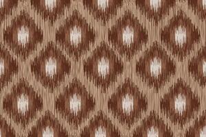 Rustic brown ikat textile pattern with symmetrical diamond design vector