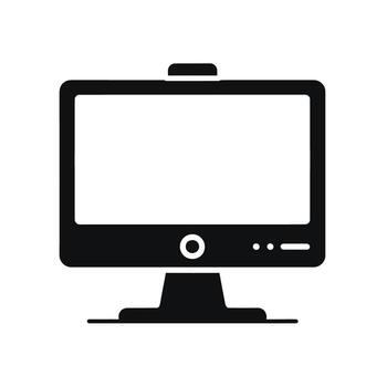 A computer monitor with a white screen on it vector