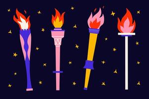 Bundle with torch in groovy stile. Symbol of sport competition in the world. illustration. vector