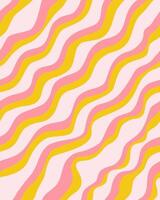 Abstract retro trippy seamless pattern. Psychedelic 70s curved illustration for textile, wrapping paper, background. vector