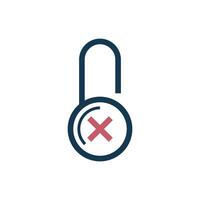 Circle Simple Forbidden Padlock Icon Template vector