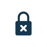 Simple Cross No Sign Padlock Icon Template vector