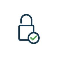 Simple Line Art Check Mark Padlock Icon Template Illustration Design vector