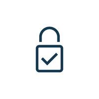 Lineart Check Mark Padlock Template vector