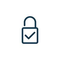 Simple Check Mark Approve Padlock Icon Template vector