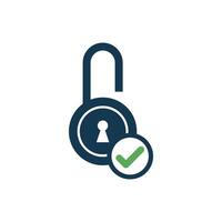 Simple Check Mark Padlock Template vector