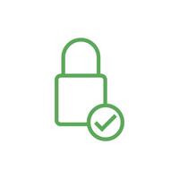 Simple Green Check Mark Padlock Icon Template vector