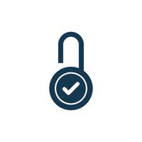 Simple Check Mark Circle Padlock Icon Template vector