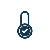 Simple Negative Space Check Mark Padlock Logo Template vector