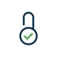 Outline Check Mark Padlock Icon Template vector