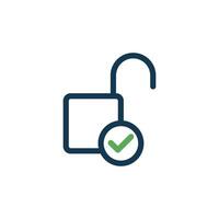 Line Art Simple Check Mark Padlock Icon Template vector