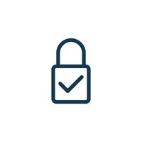 Simple Check Mark Padlock Icon Template Line Art vector