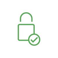 Green Line Simple Check Mark Padlock Icon Template Illustration Design vector