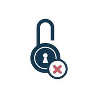 Simple Red Forbidden Padlock Icon Template vector