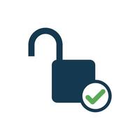 Simple Check Mark Padlock Protection Template vector