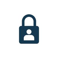 negative Space Simple Username Account Padlock Icon Template vector