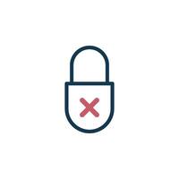 Simple Cross Red Color Padlock Icon Template Illustration Design vector