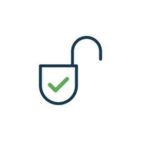Simple Confirm Check Mark Padlock Icon Template Illustration Design vector