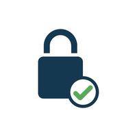 Green Check Mark and Padlock Icon Template Illustration Design vector