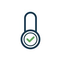 Simple Line Check Mark Padlock Icon Template vector
