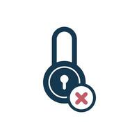 Simple Cross Circle Padlock Icon Template vector