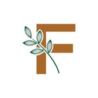 Illustration of a Hand Drawing the Letter F with a Leaf Twig Image vector