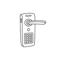 simple illustration of smart door handle with pin number button vector
