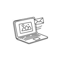 Drawing of photo files transferred with email vector