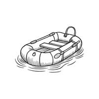 Simple drawing of a raft on the water vector