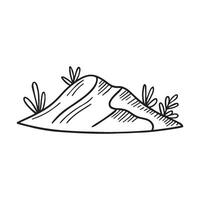Simple drawing of a sand dune with grass vector