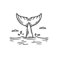 Simple drawing of a whale's tail in the distance vector