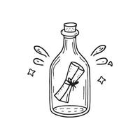 Simple drawing of a message in a bottle vector
