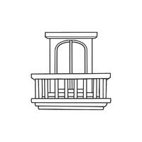 simple doodle Window and wooden balcony vector
