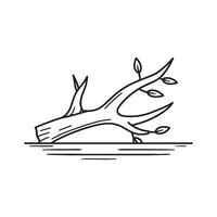 Simple drawing of a branch washed up on the beach vector