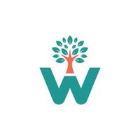 logo of a combination of the letter W and the tree vector