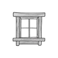 Illustration of a window in a rustic cabin vector