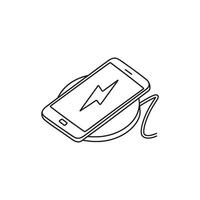 Drwaing of smartphone carging on wireless charging pad vector