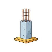 Doodle of a concrete pillar with forms and rebar vector
