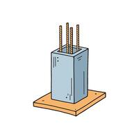 Doodle of a concrete pillar with forms and rebar vector