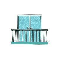 Doodle of a glass balcony with railings vector