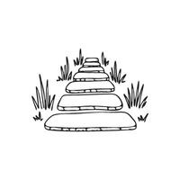 Doodle of a stone pathway in the grass vector