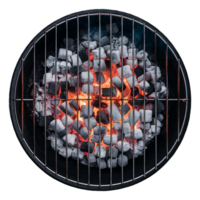 Empty round grill isolated on transparent background, top view png