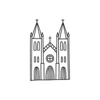Illustration Gothic cathedral with pointed arches doodle vector