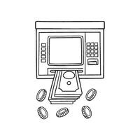 Illustration of money comes out of the ATM machine vector
