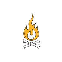 Illustration of camp fire with bone instead wood vector