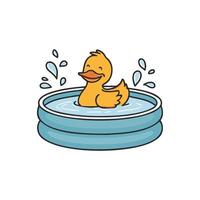 Illustration of happy duck bathe in a inflate pool vector