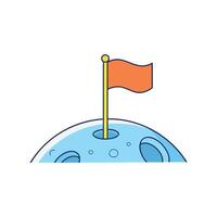 Illustration of flag planted on a planet in outer space vector