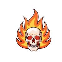 Illustration of Doodle a skull engulfed in dynamic flames vector