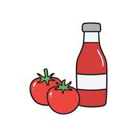 Illustration of tomatoes and bottle of tomato sauce vector